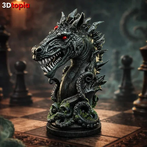 Cthulhu Knight - Lovecraft Chess Piece (Pre-Supported STL)