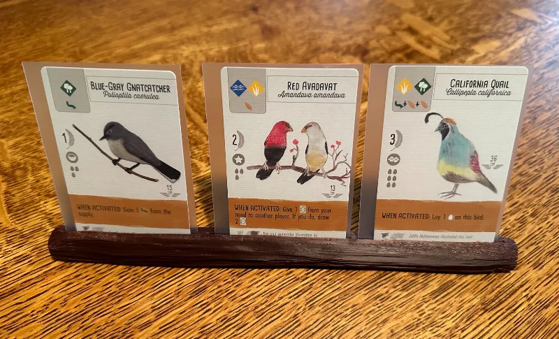 Wingspan log aviary card holder